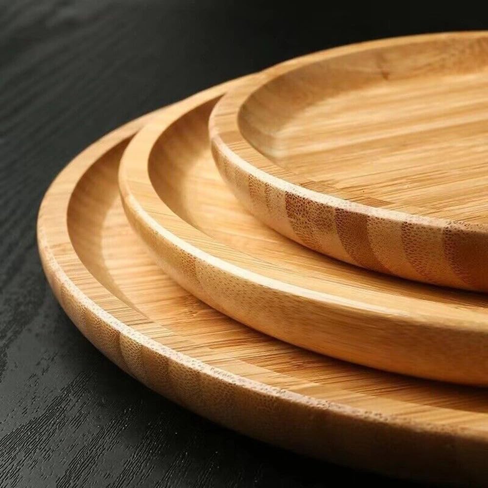 GNSN 15 cm Bamboo Serving Tray for Food Coffee Snacks Candles