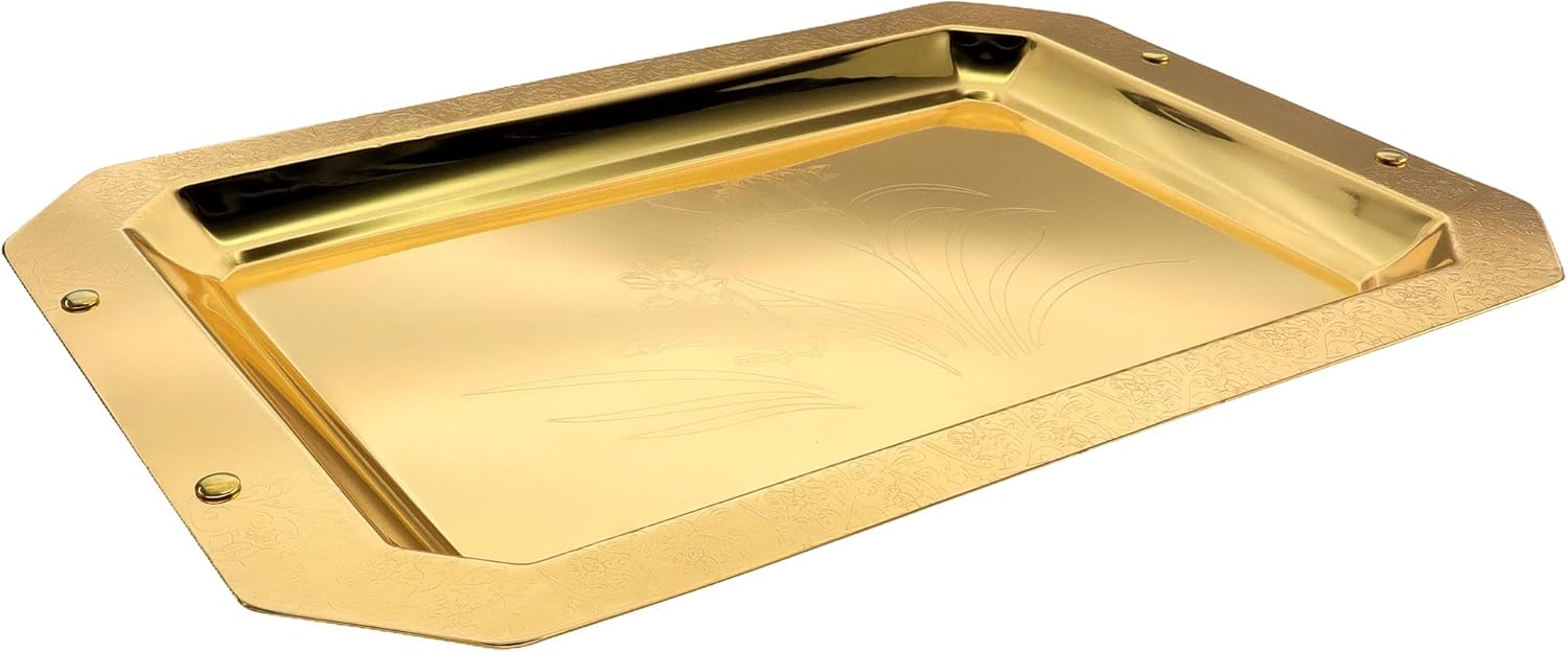 Pack of 3 14x98 Inch Iron Gold Serving Trays