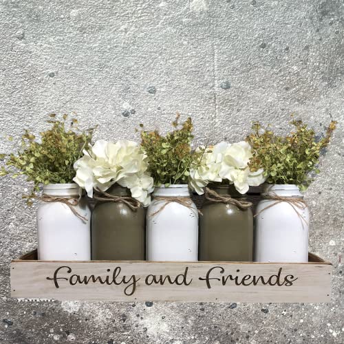 Wood Tray Engraved with 5 Painted Quart or Pint Jars