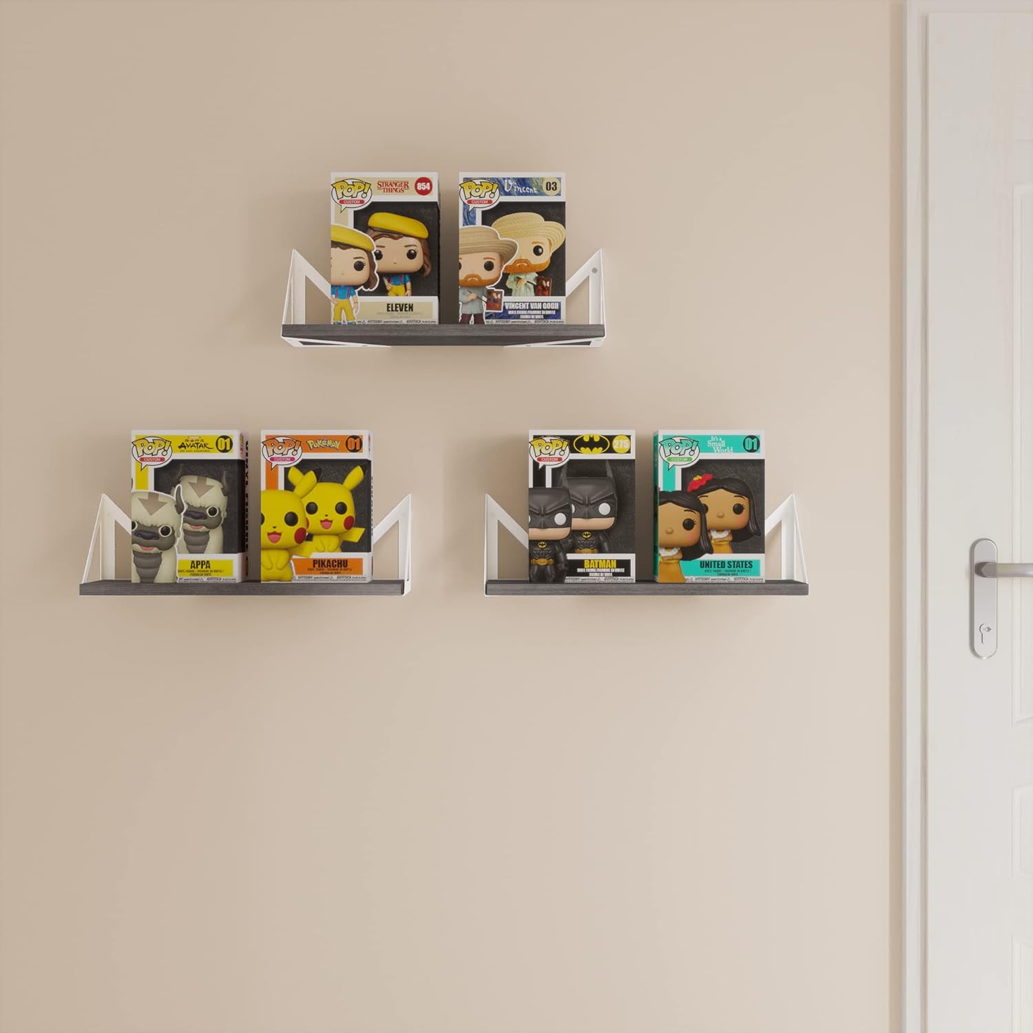 Wallniture Minori Gray Floating Shelves Set of 3 1