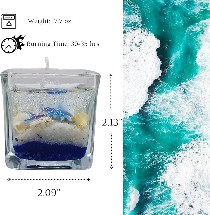 Ocean Candle with Seashells and Starfish Decor