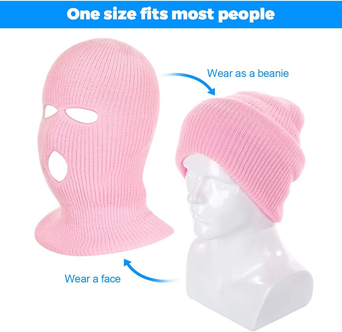 Tmflexe 2-Piece 3-Hole Ski Mask Winter Balaclava