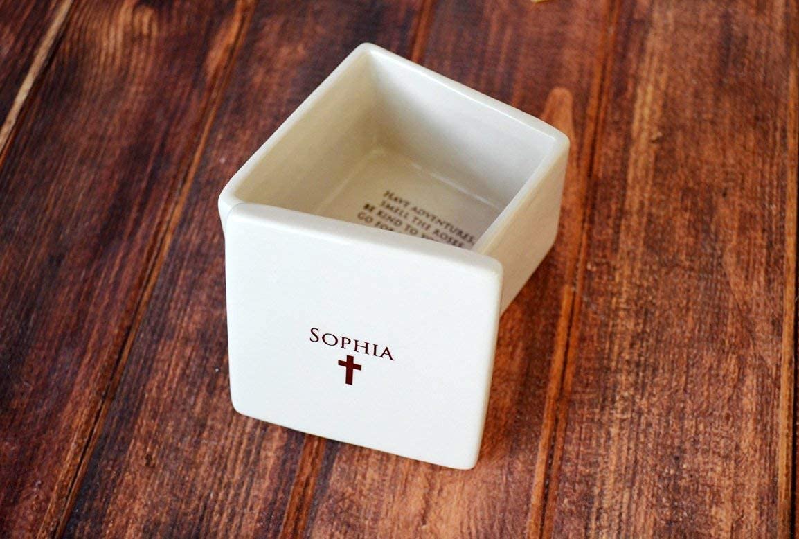 Personalized Deep Square Keepsake Box for Baptism or First Communion