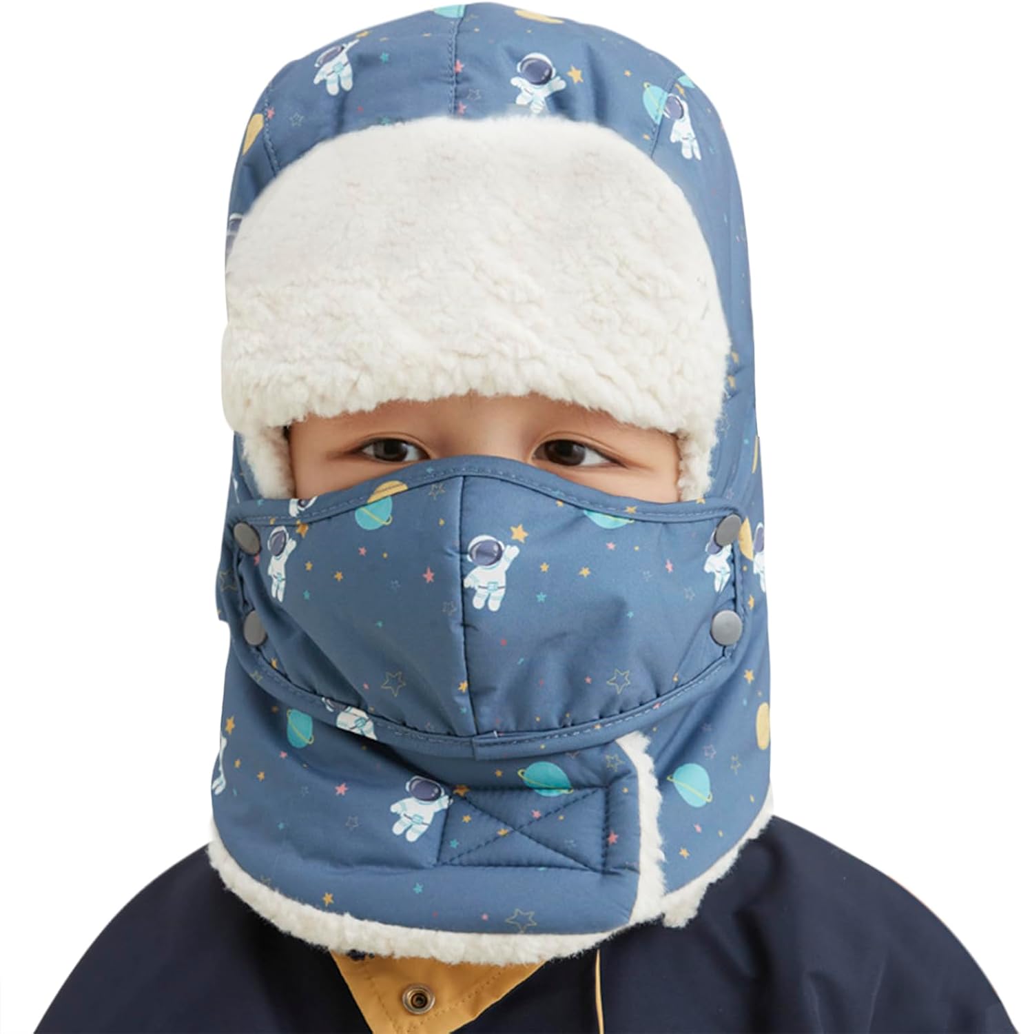 Cute Kids Winter Hat with Ear Flaps and Adjustable Chin Strap