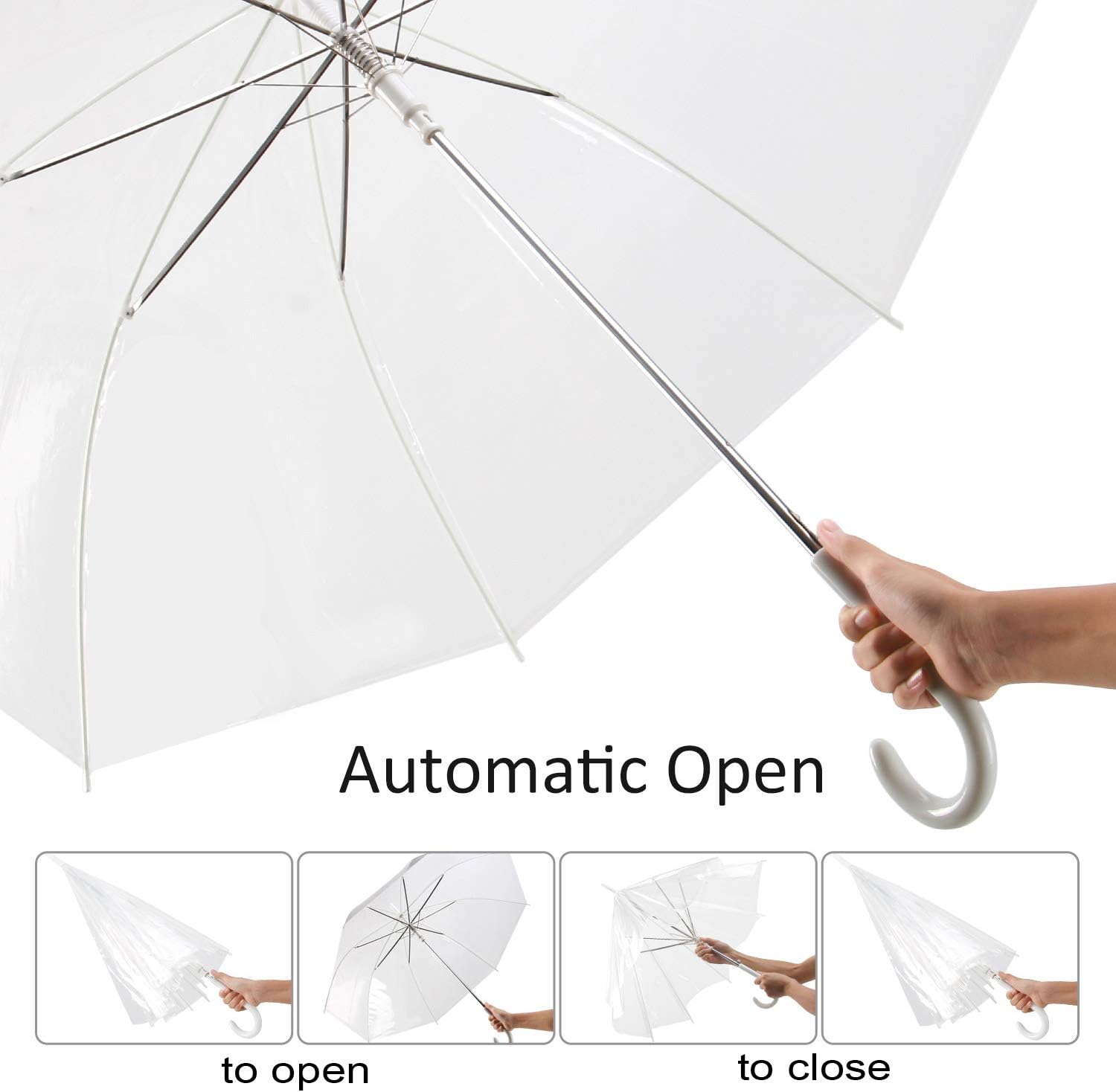 Liberty Imports Clear Automatic Stick Umbrella for Travel and Photo Events