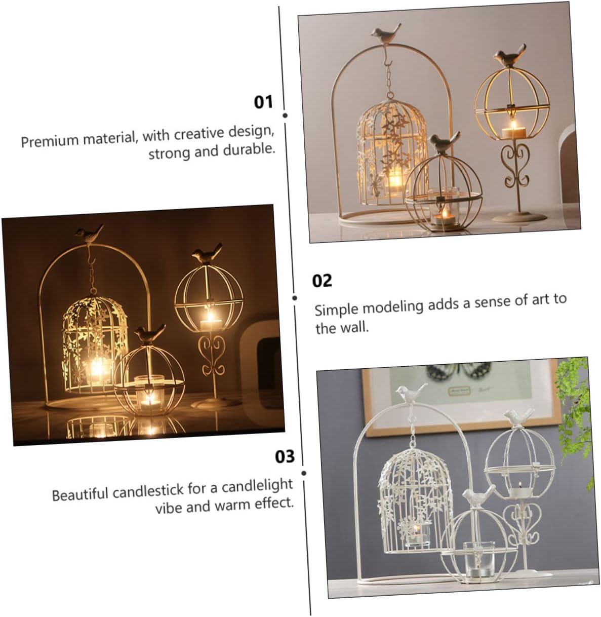 ABOOFAN Iron Candlestick Holder with Glass Bowl