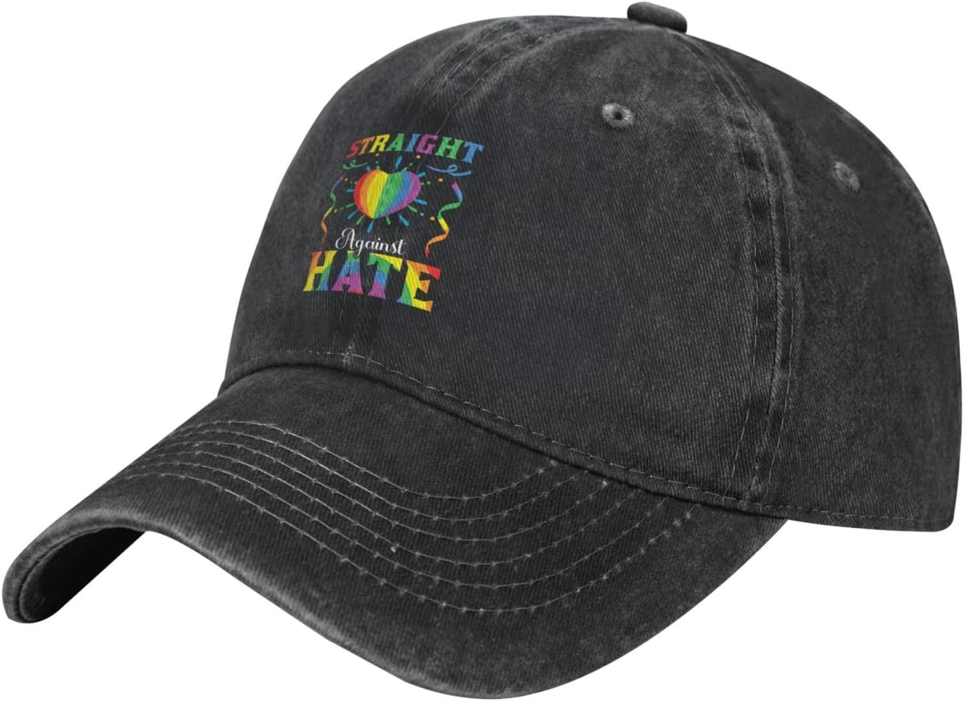 RTATBY Straight Against Hate Washed Denim Baseball Cap