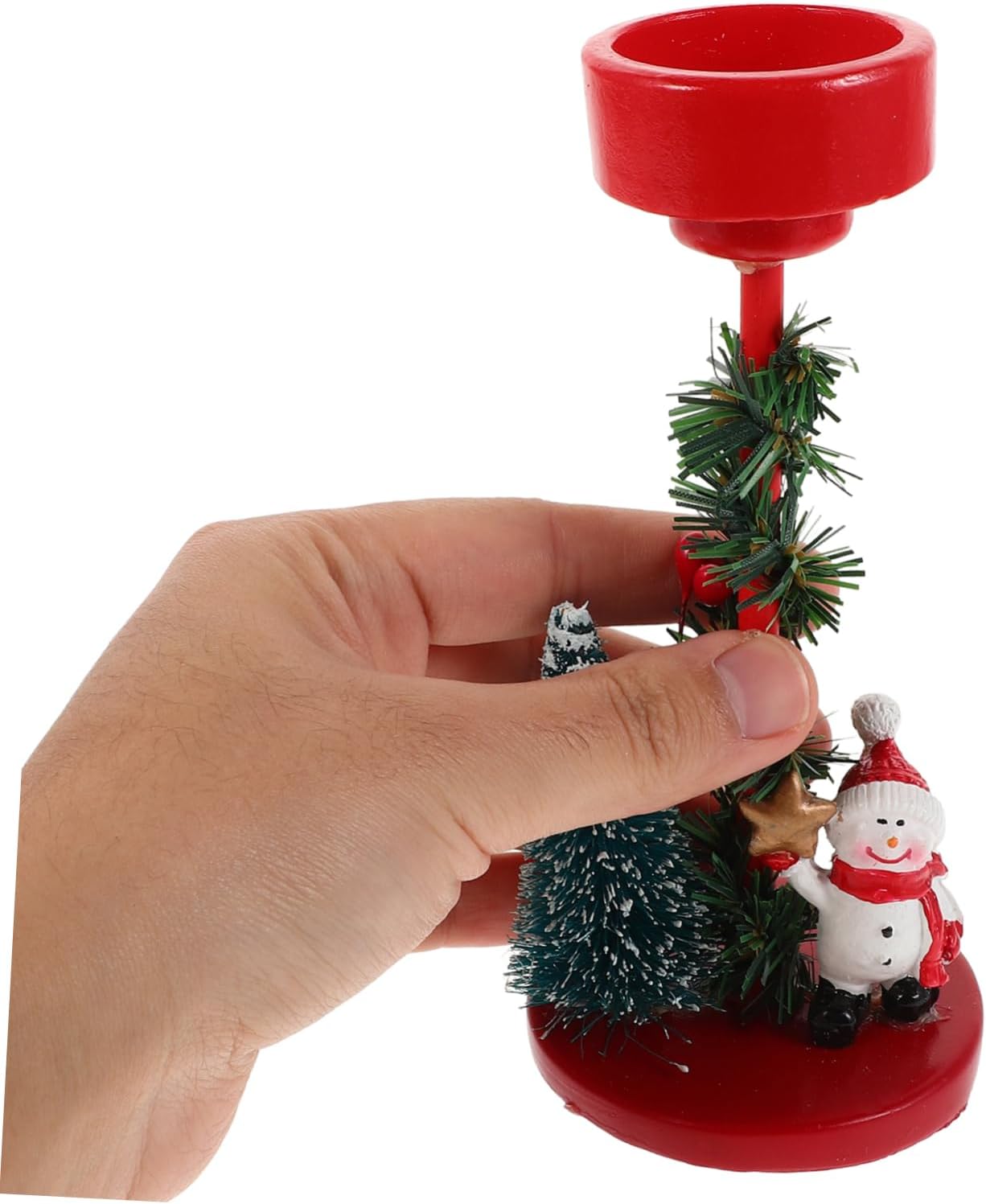 Christmas Candle Stand with Snowman Decor