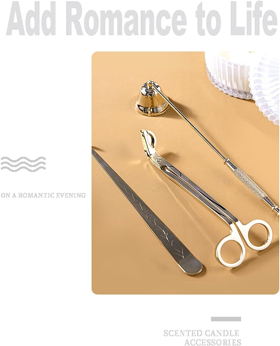 3 in 1 Candle Care Tool Set with Gold Trim