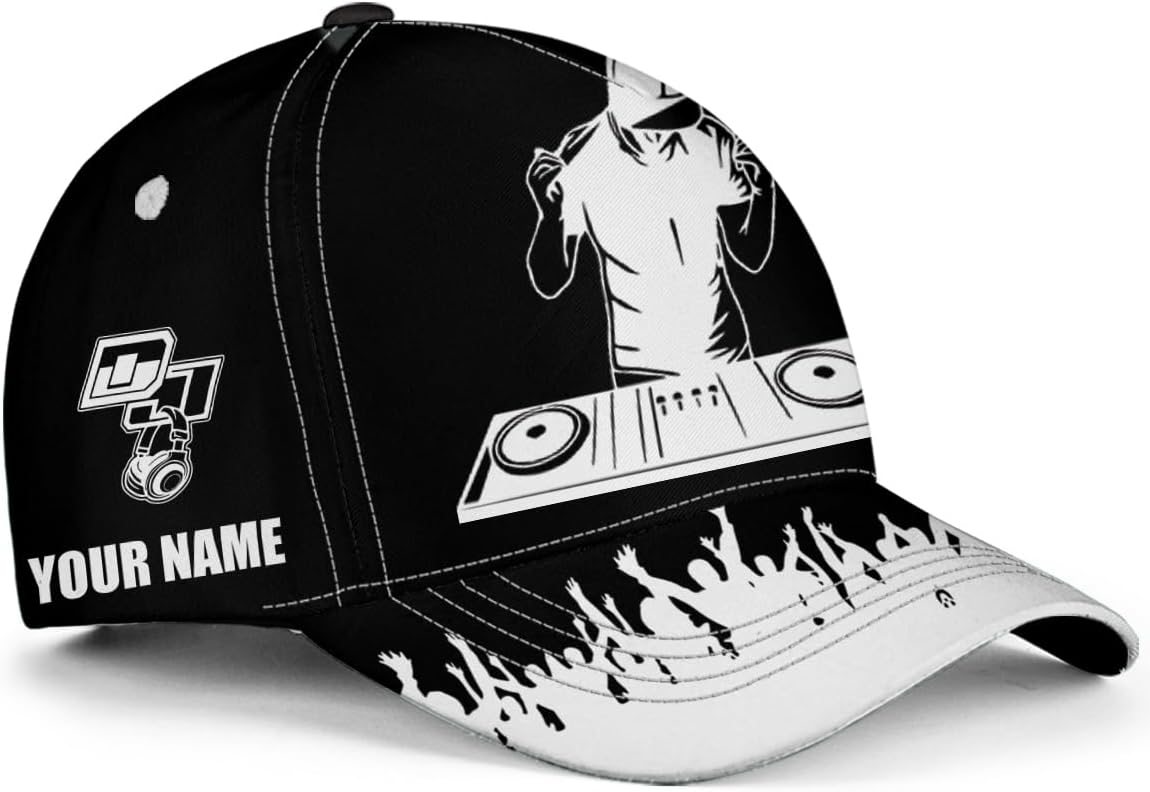 Personalized DJ Baseball Cap for Men Women Custom Name Funny Music Hat