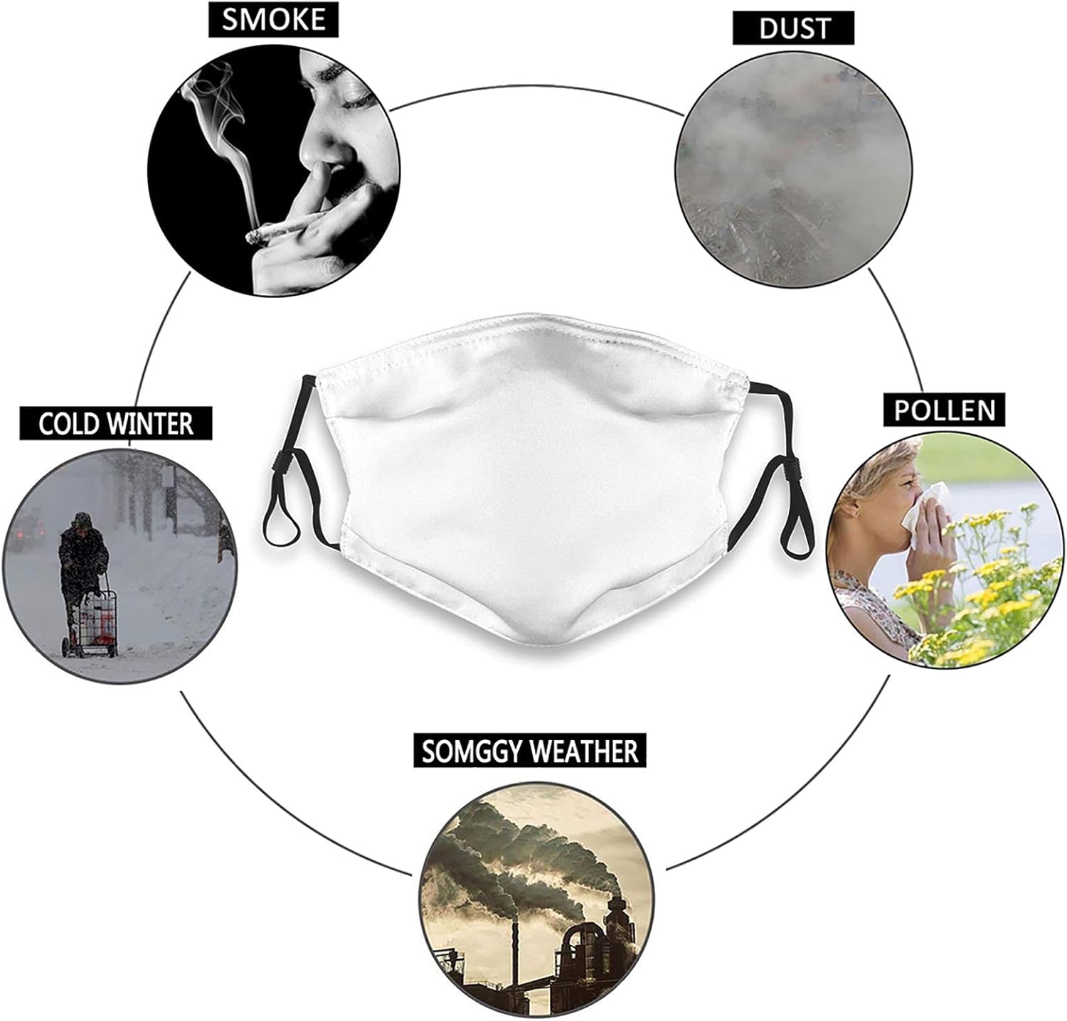 JCETUNO Unisex Reusable Face Mask with Adjustable Nose Clip