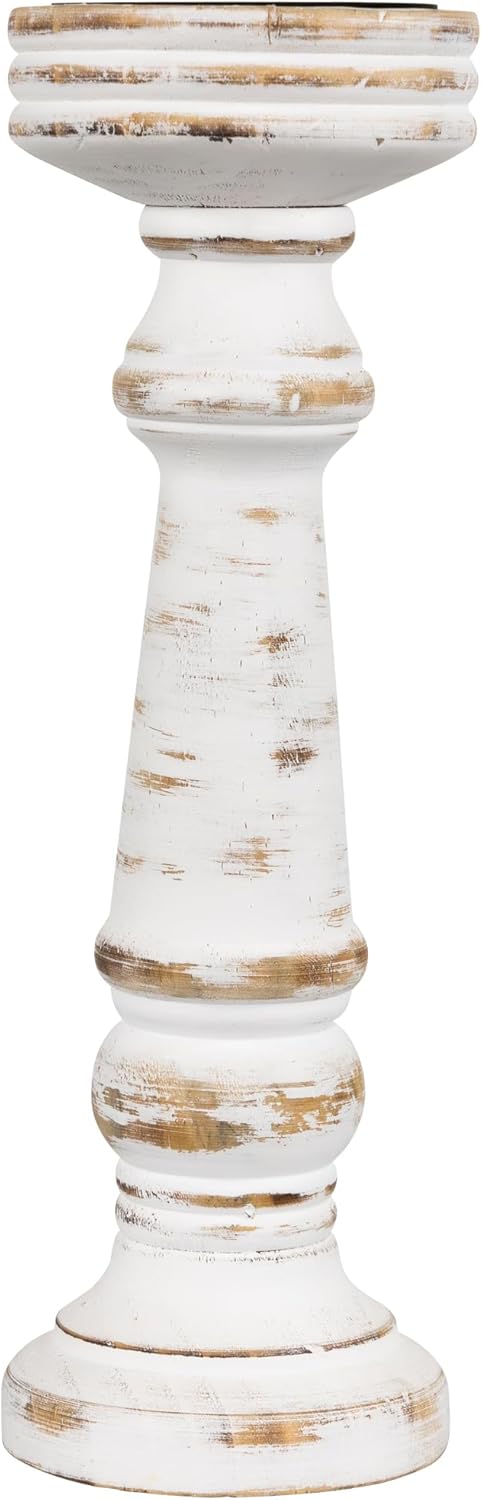 Northlight Wooden Spindle Candle Holder - 12 Antique White 1