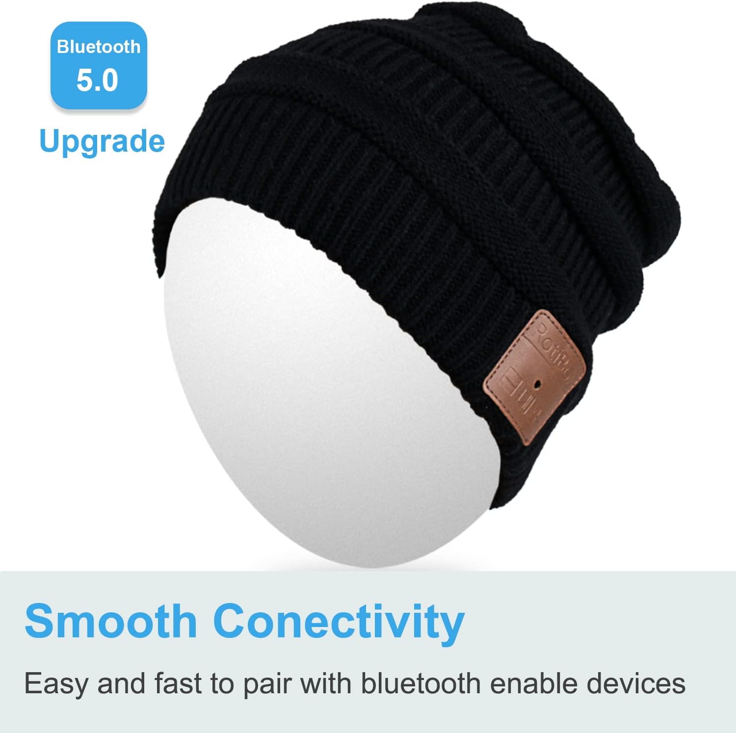 Rotibox Bluetooth Beanie with Headphones for Winter Sports and Christmas Gifts