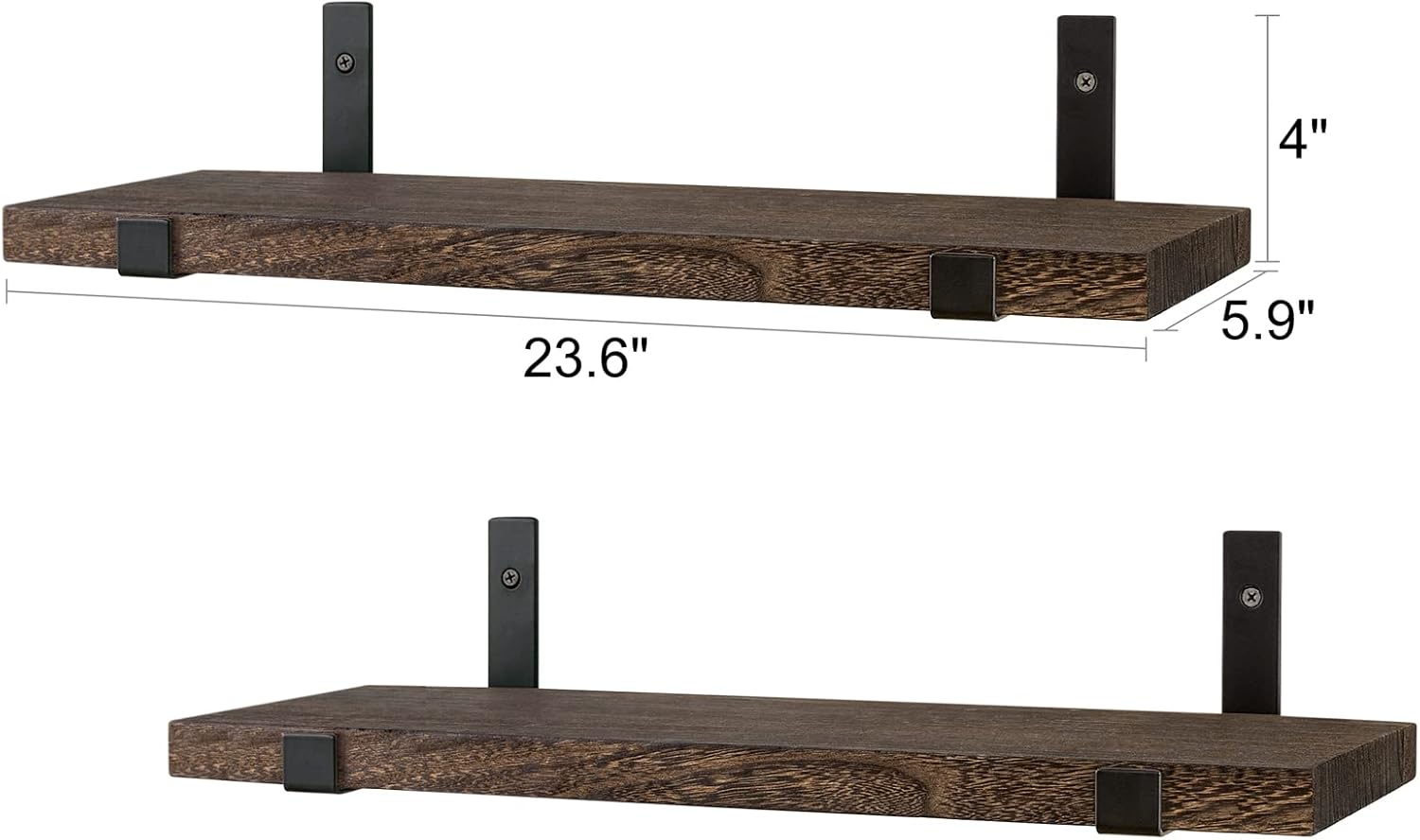 Mkono Rustic Floating Shelves Set of 2 with Lip Brackets