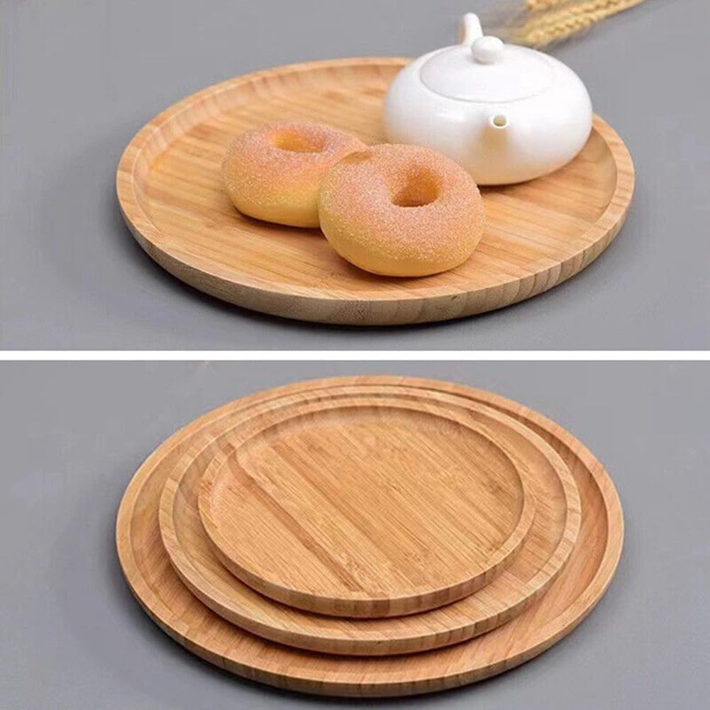 GNSN 15 cm Bamboo Serving Tray for Food Coffee Snacks Candles