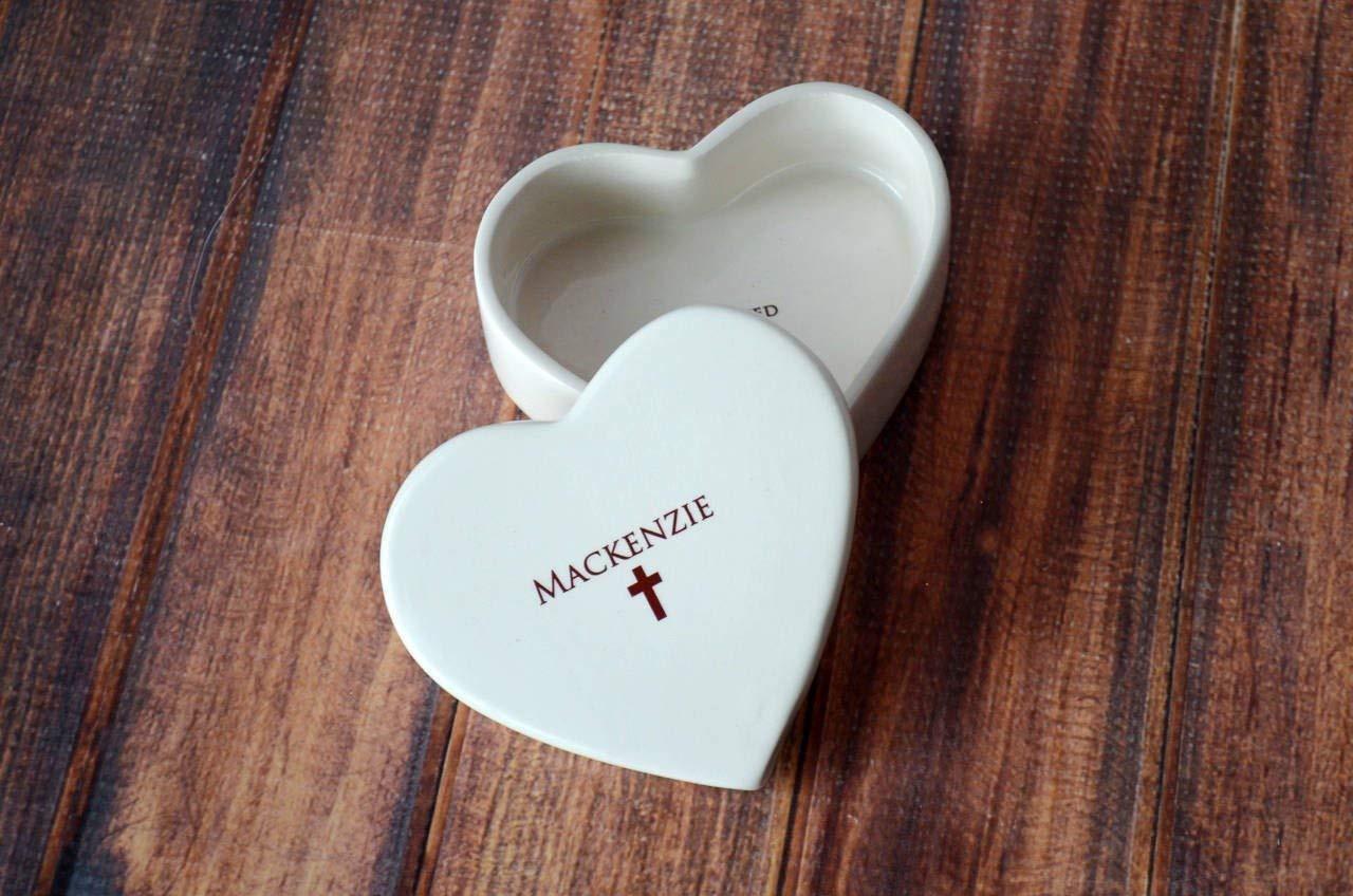 Personalized Baptism Keepsake Box with Heart Design