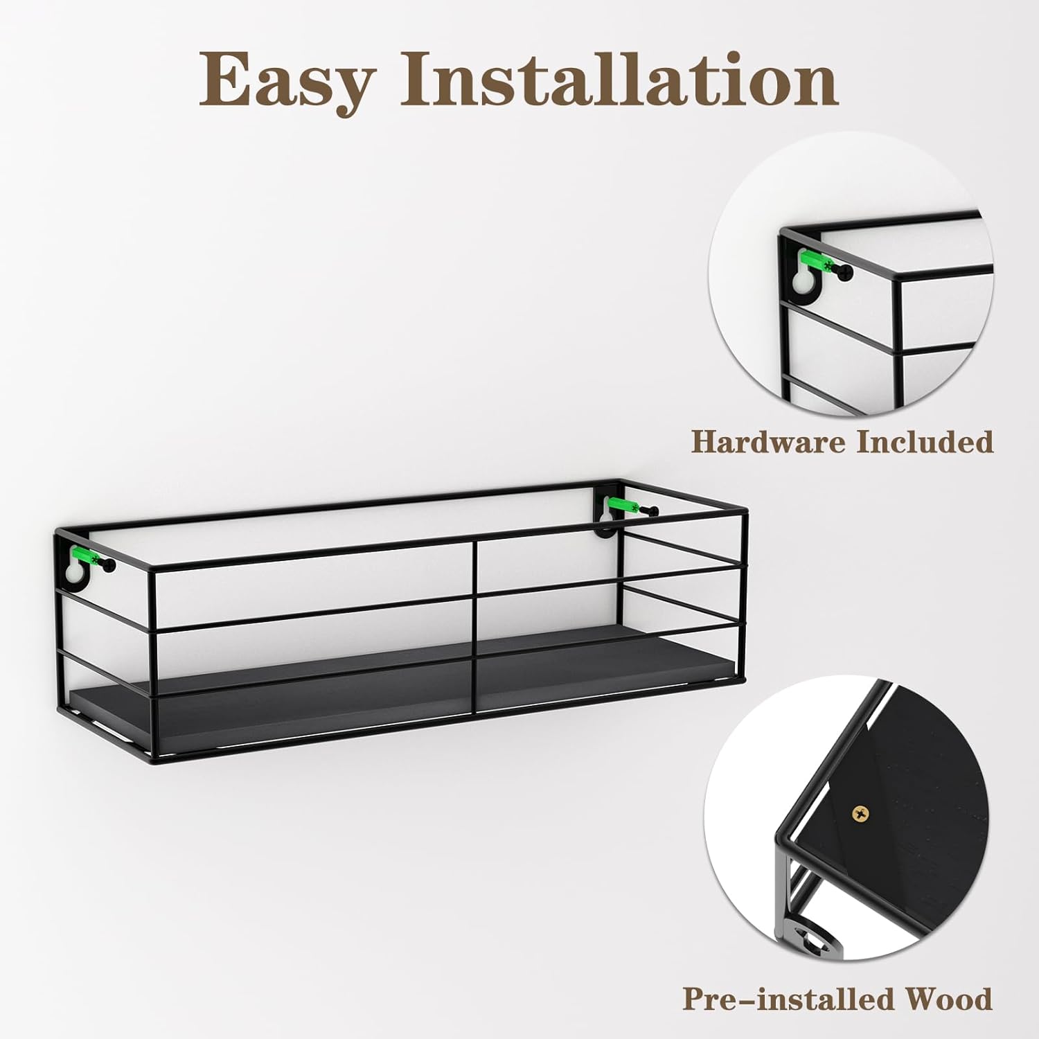 CRUGLA Wall Mounted Floating Shelves Set of 5 Black