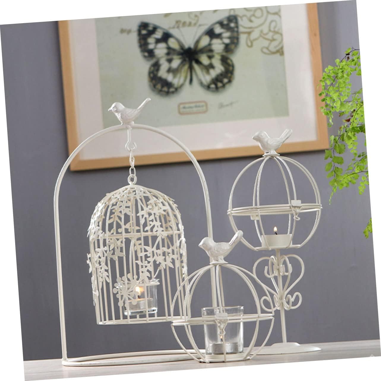 ABOOFAN Iron Candlestick Holder with Glass Bowl