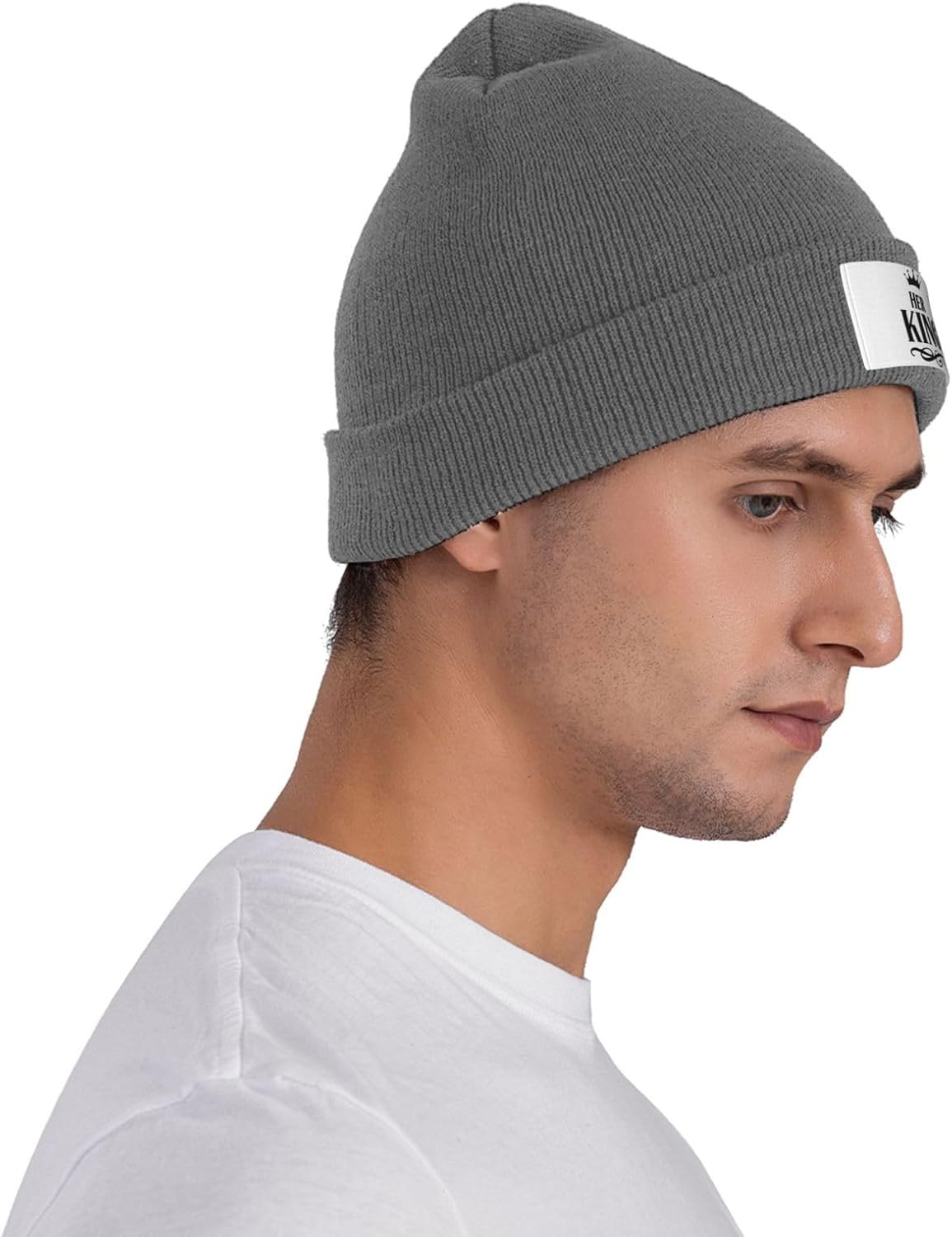 Winter Warm Knitted Hat for Girls Black Cap with Elastic Band