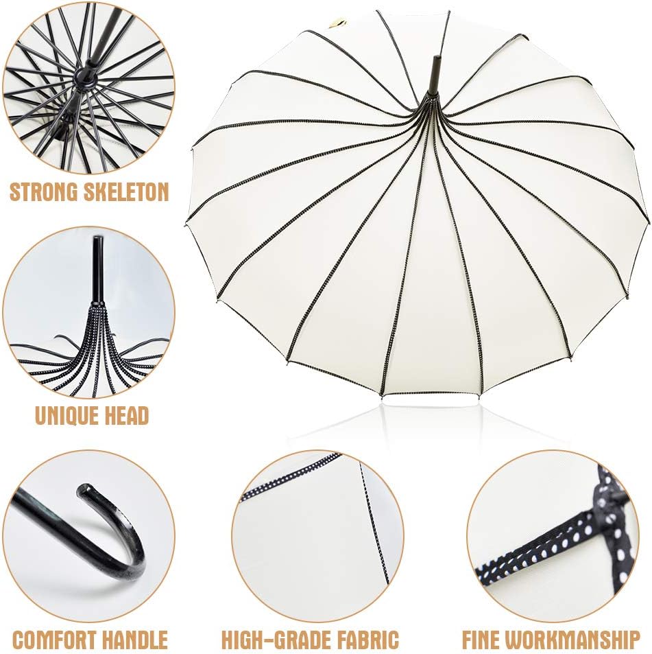 VIVI SKY Pagoda Peak Classic Umbrella Ivory 1