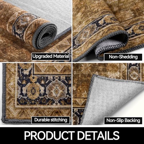 Hargiis Area Rug Bohemian Runner with Non-Slip TPE Backing
