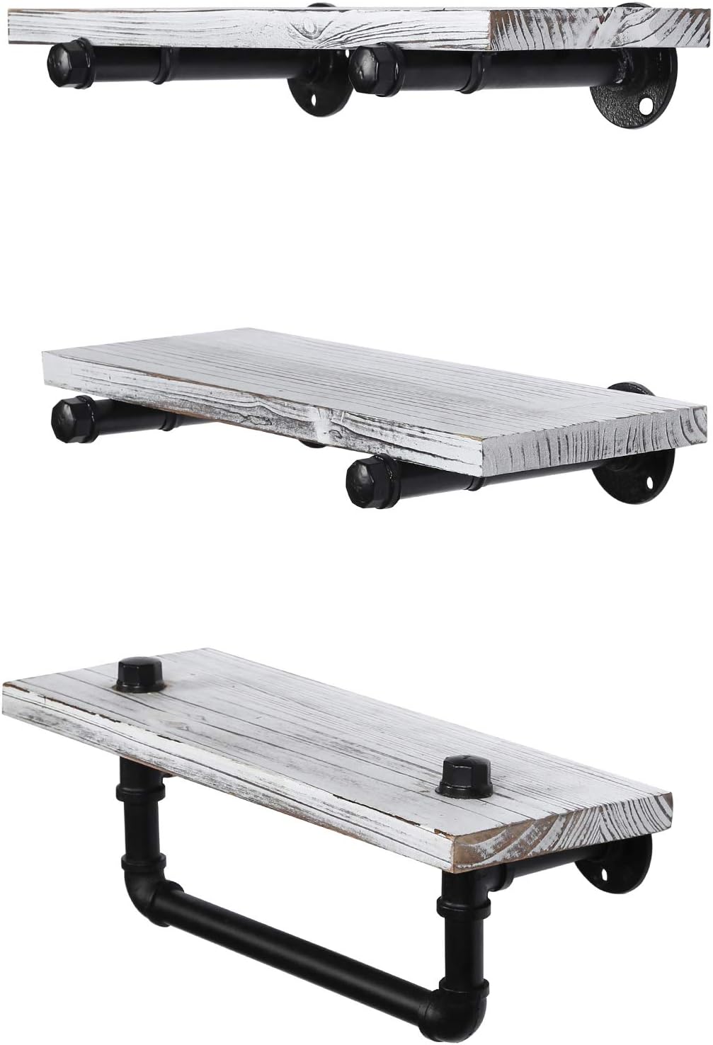 MyGift 3-Piece Floating Shelf Set with Towel Bar