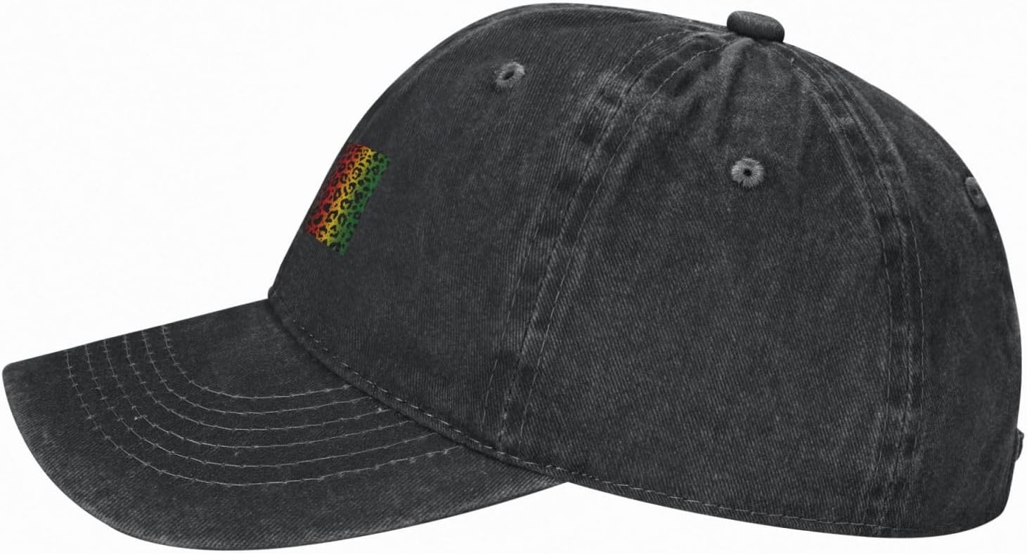 Leopard Print Baseball Cap - Washed Denim Lightweight Breathable