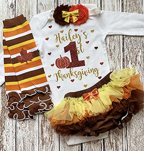 Personalized First Thanksgiving Baby Girl Outfit Name Bodysuit