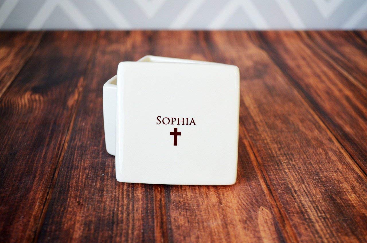Personalized Deep Square Keepsake Box for Baptism or First Communion