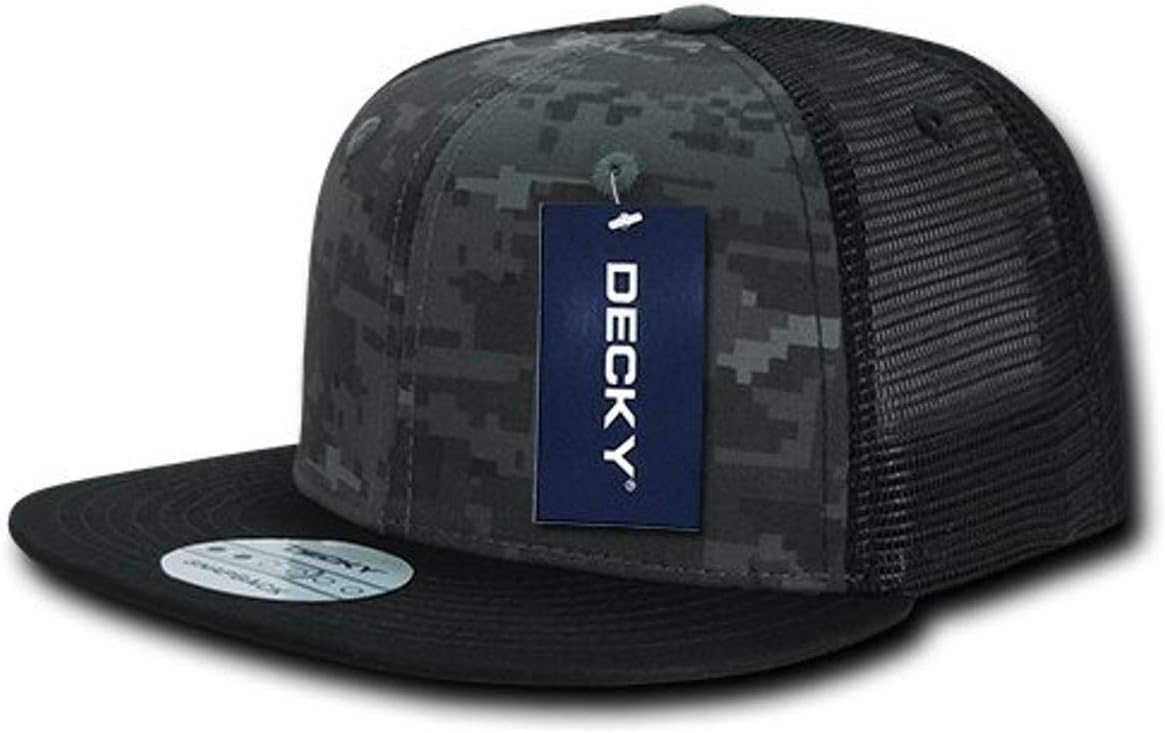 DECKY Camo Flat Bill Trucker Hat - BlackNight 1