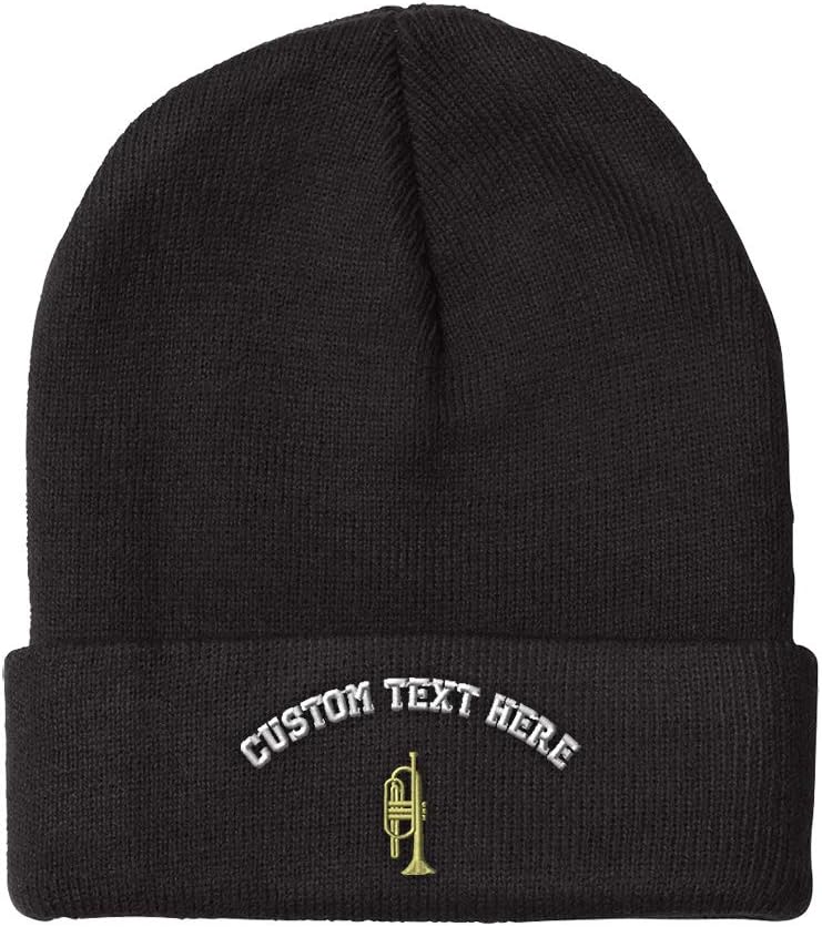 Speedy Pros Custom Acrylic Trumpet Beanie Winter Hat for Men and Women