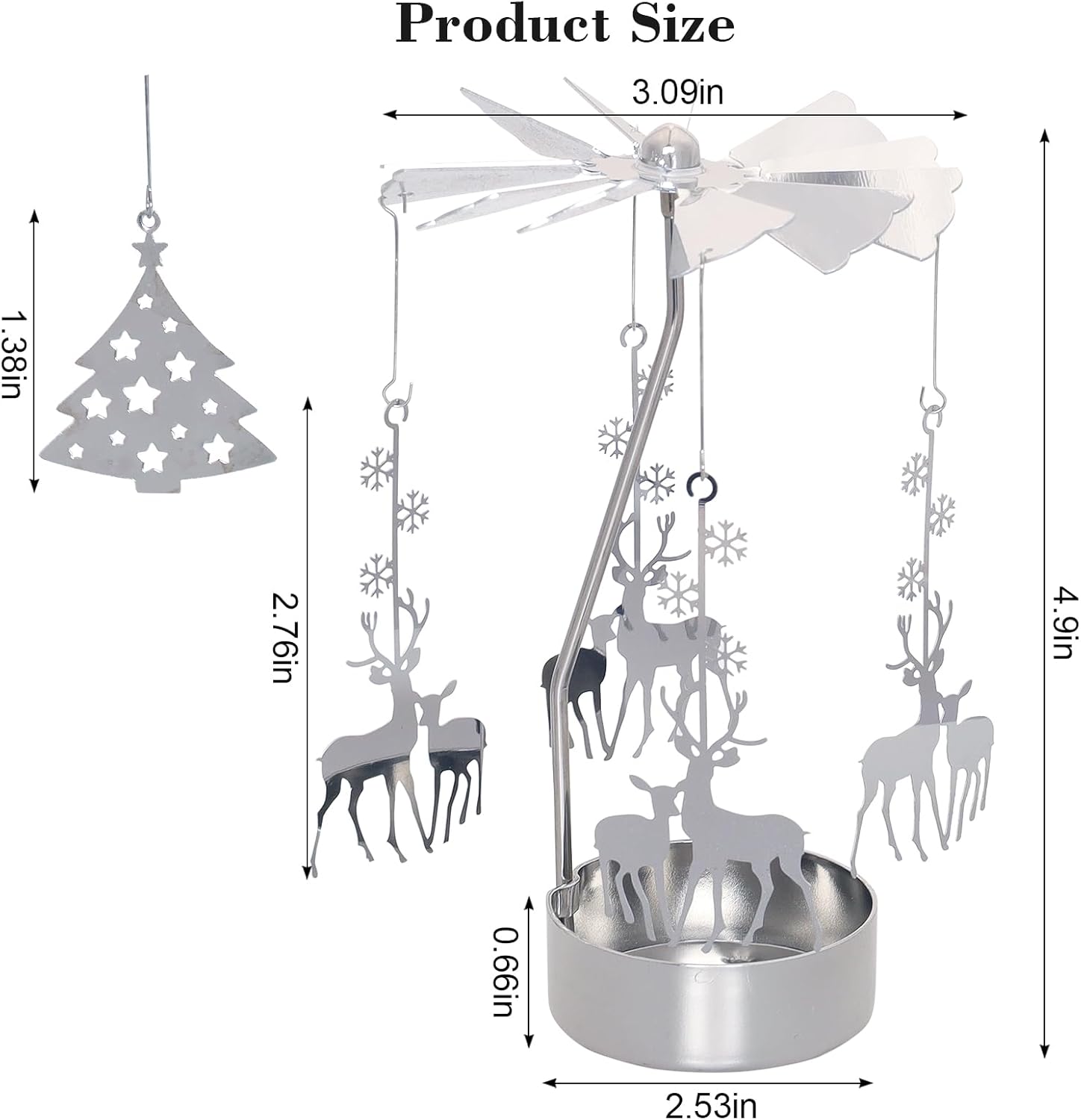 Heliltd 2pcs Spinning Christmas Candle Holder 1