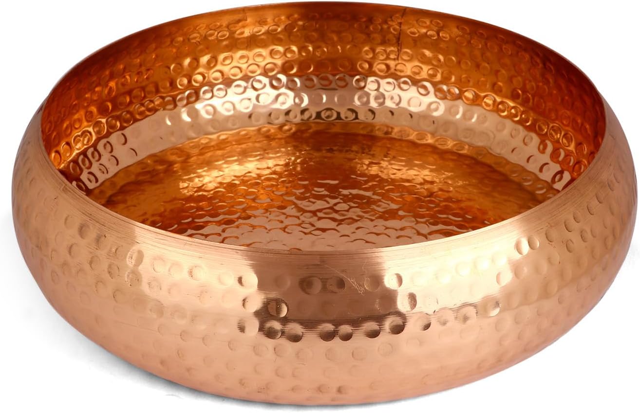SATVIK Decorative Copper Urli with Hammered Design