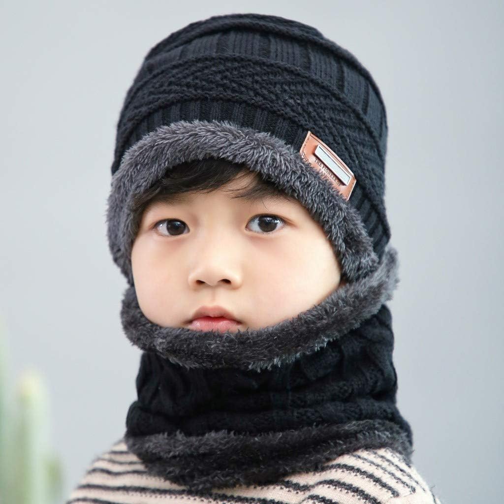 Kids Winter Beanie Hat and Scarf Set with Pompom
