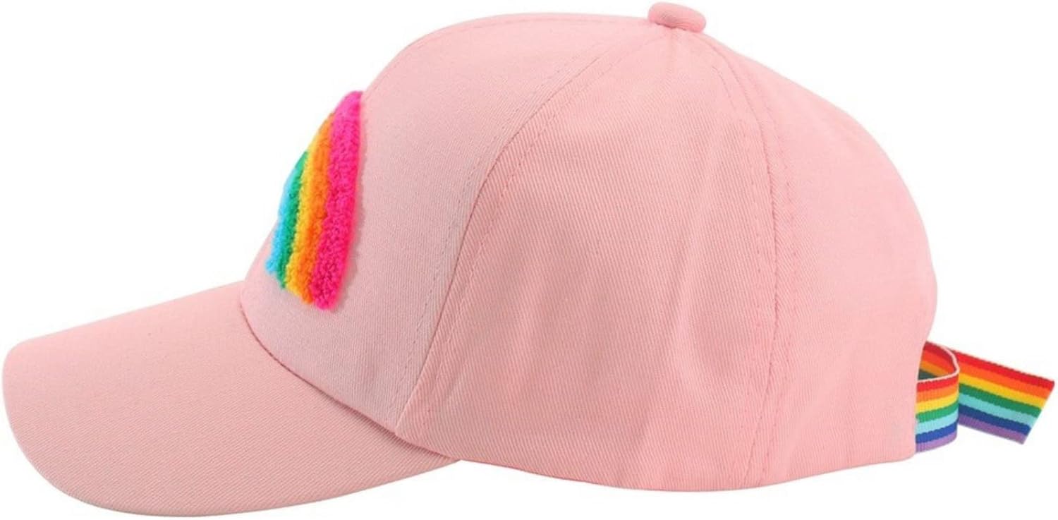 Julerwoo Kids Girls Pink Baseball Cap with Unicorn Rainbow Embroidery