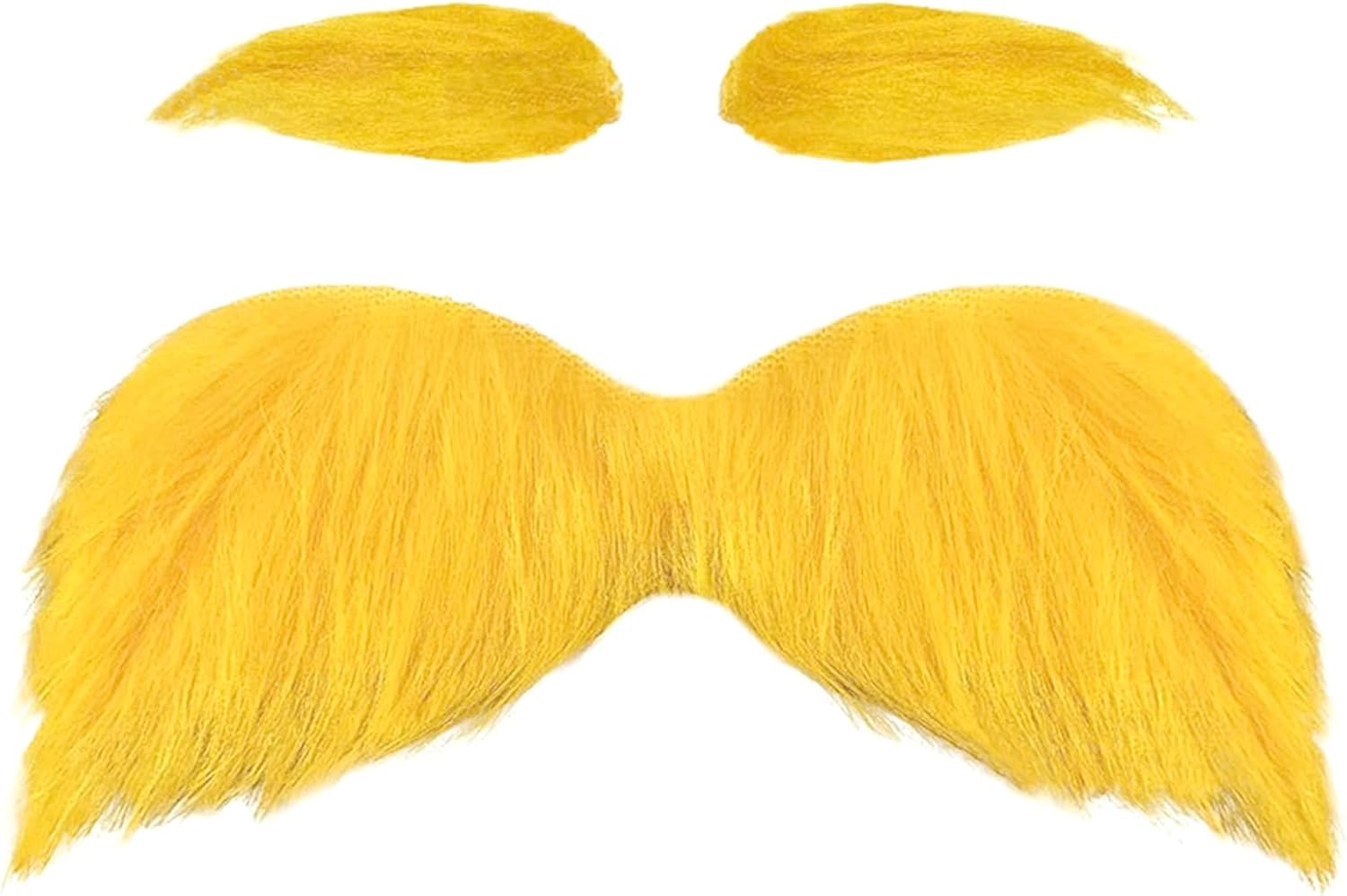 Yellow Fake Mustache and Eyebrows Self Adhesive Adult Costume Accessory
