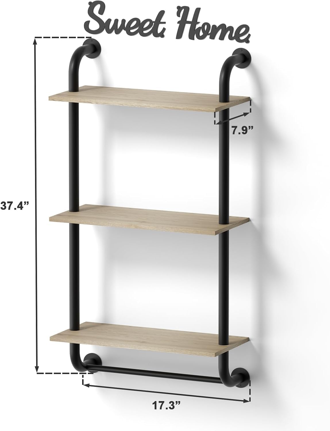 Tinpin 3-Tier Rustic Farmhouse Wall Shelf with Towel Rack