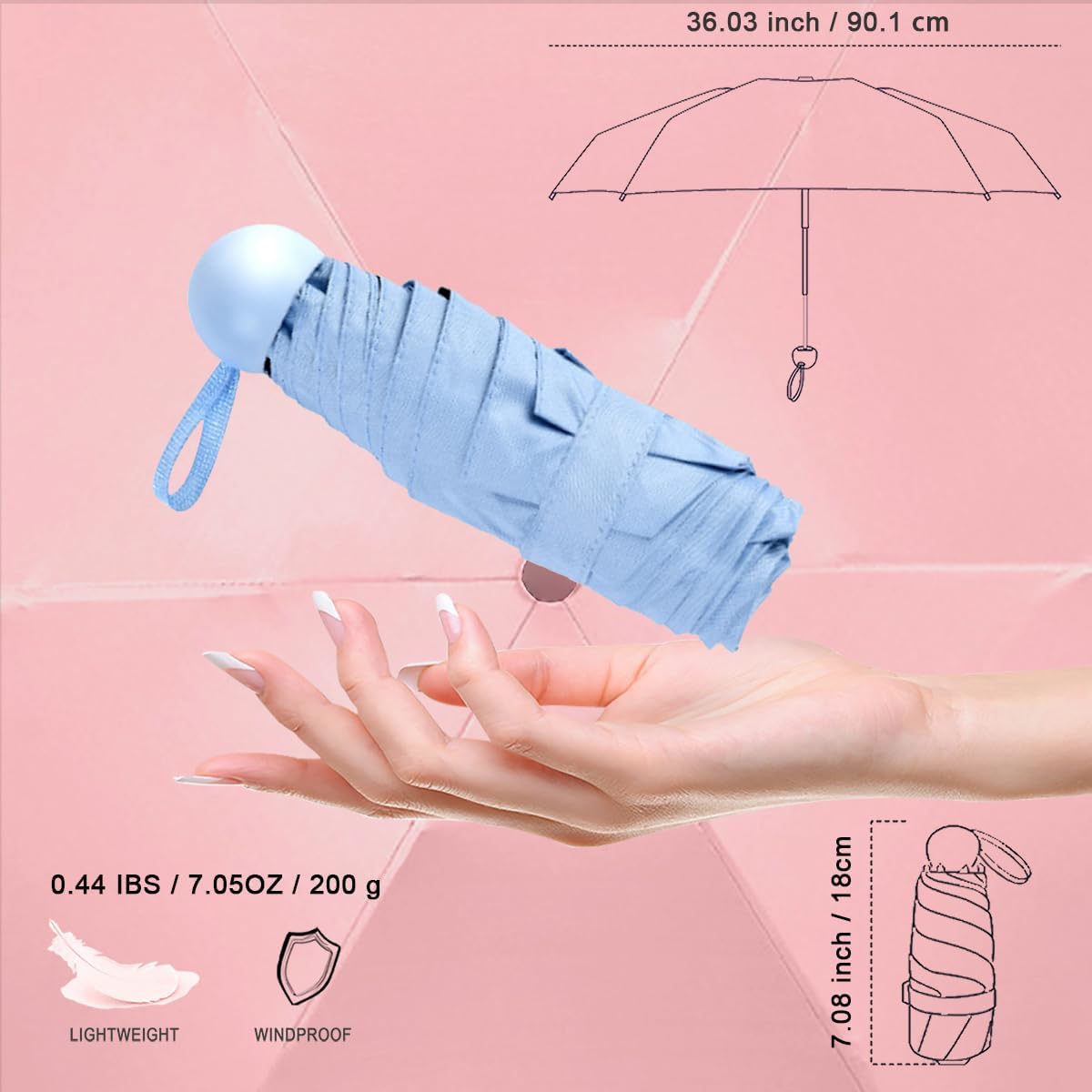 Mini Travel Umbrella with UV Protection