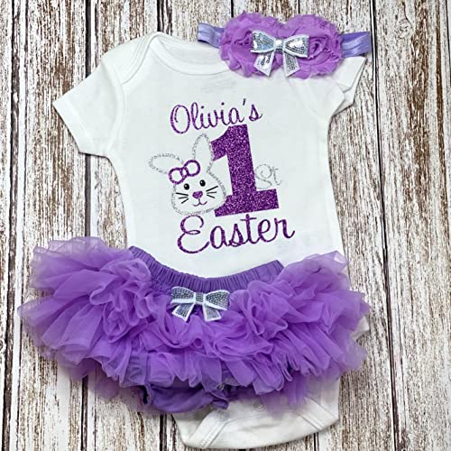Handmade Personalized Easter Baby Girl Bodysuit Set