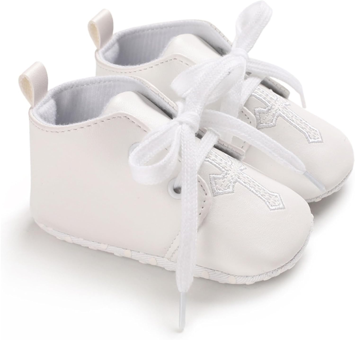Baby Baptism Shoes Socks Set Soft White Cross Embroidered 3PC