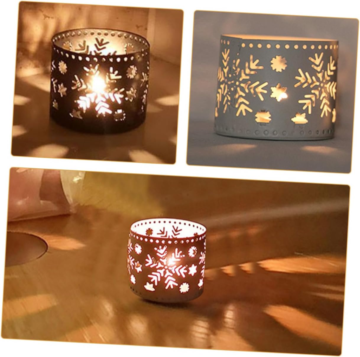 Iron Christmas Candle Holder Snowflake Design Pen Stand Decor