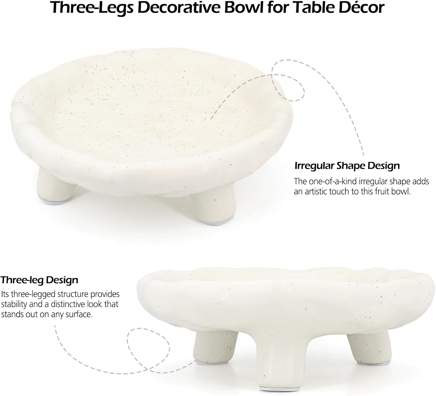 Accessoryway Three-Legs Ceramic Bowl 8 White Footed