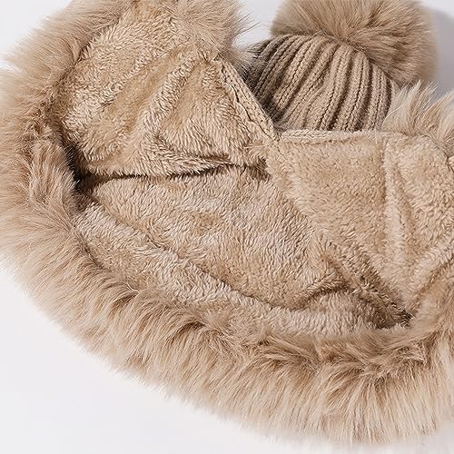 FCLEIH Plush Knit Hat for Winter Men Women Kids