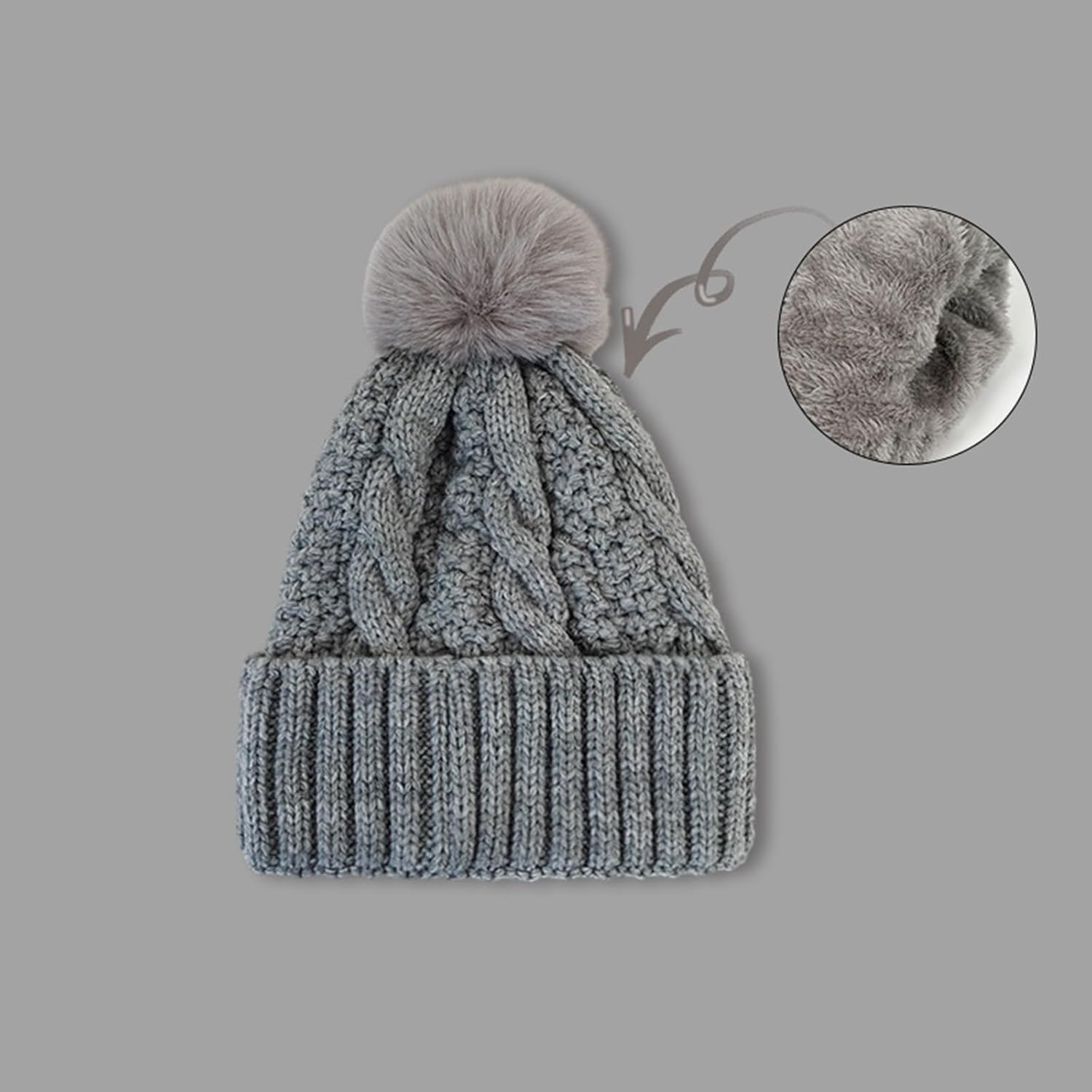 Mens Slouchy Wool Knit Skull Cap for Winter