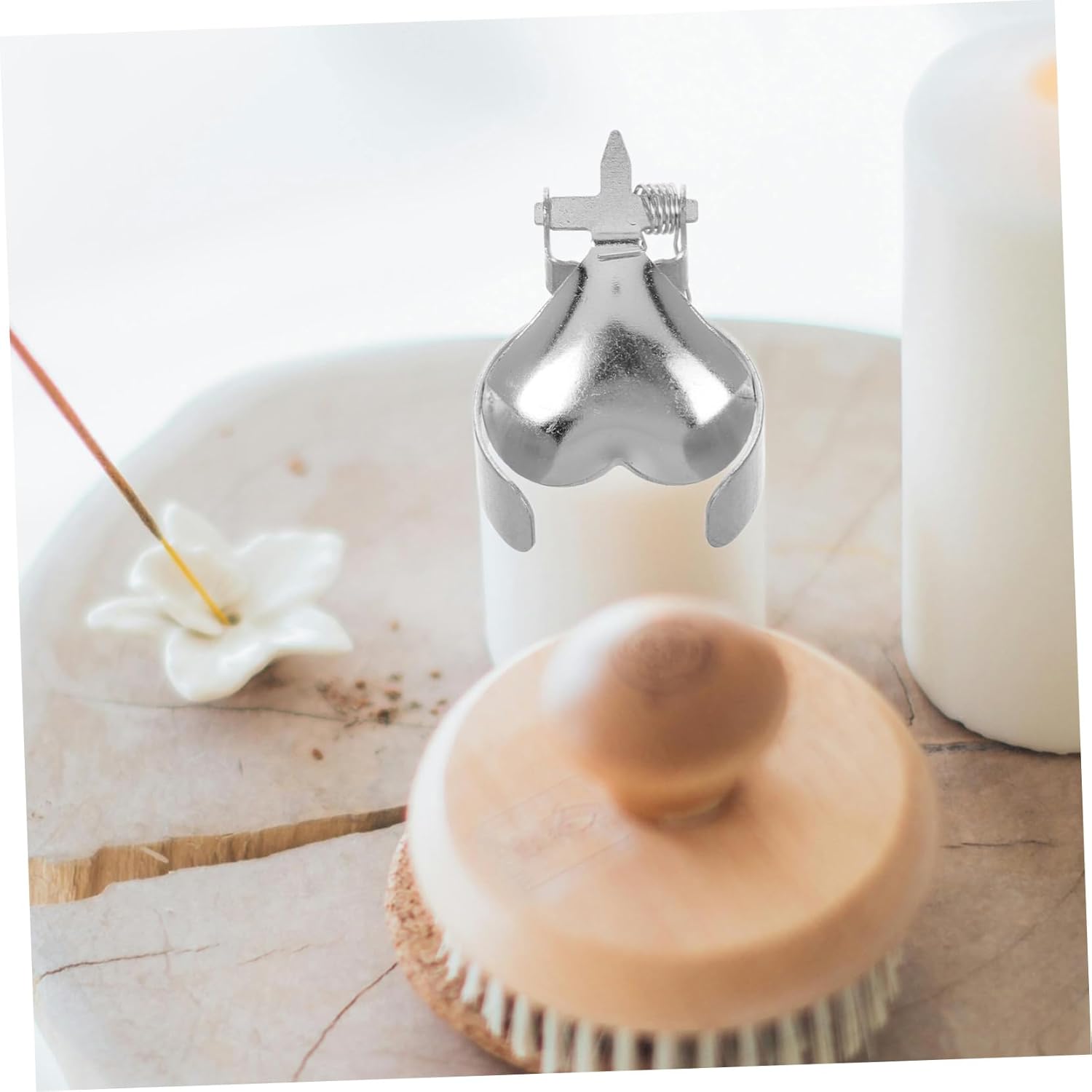 Heart-Shaped Metal Candle Snuffer Tray 2pc