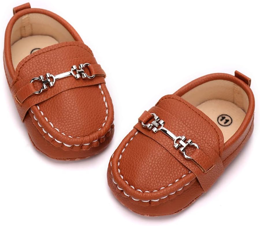 LONSOEN Baby Loafers for Boys Girls Prewalker Shoes