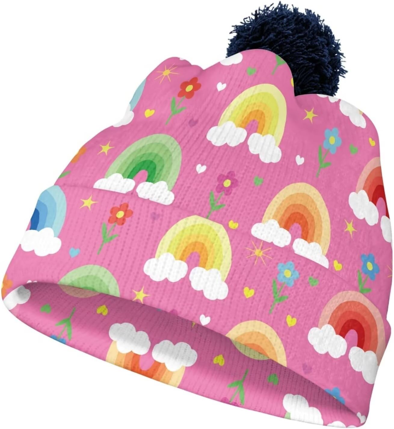 Pwnixequ Kids Pompom Beanie Hat for Winter