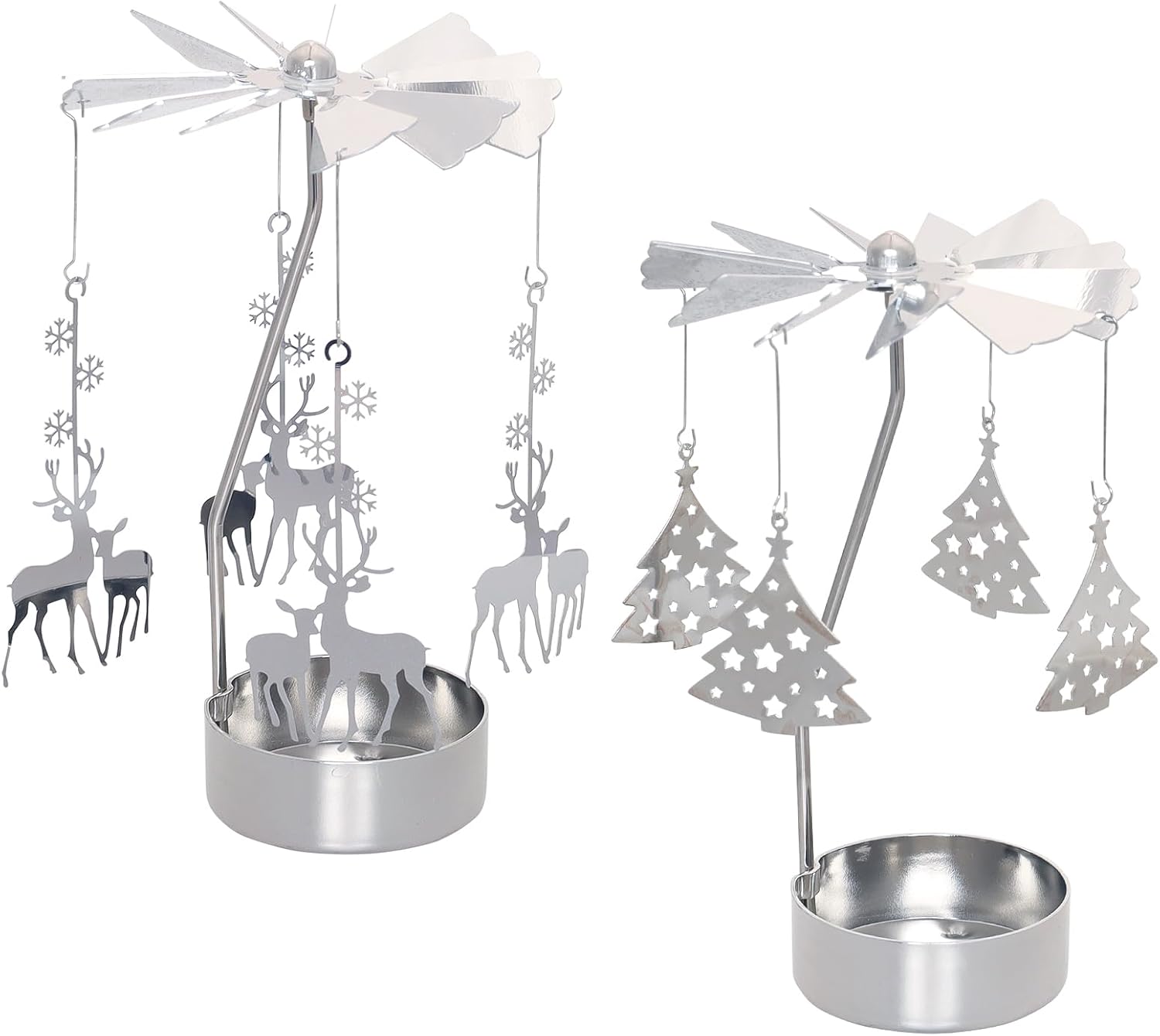 Heliltd 2pcs Spinning Christmas Candle Holder 1