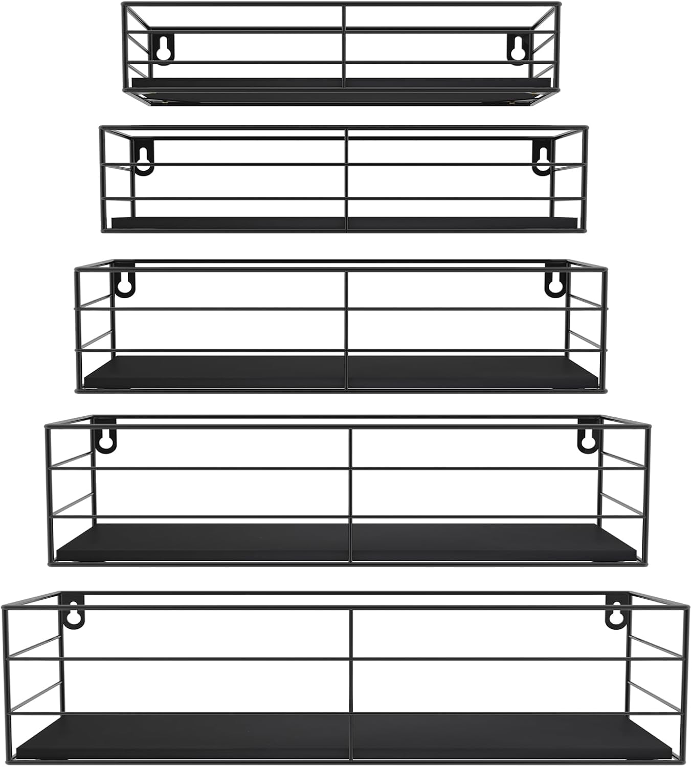 CRUGLA Wall Mounted Floating Shelves Set of 5 Black