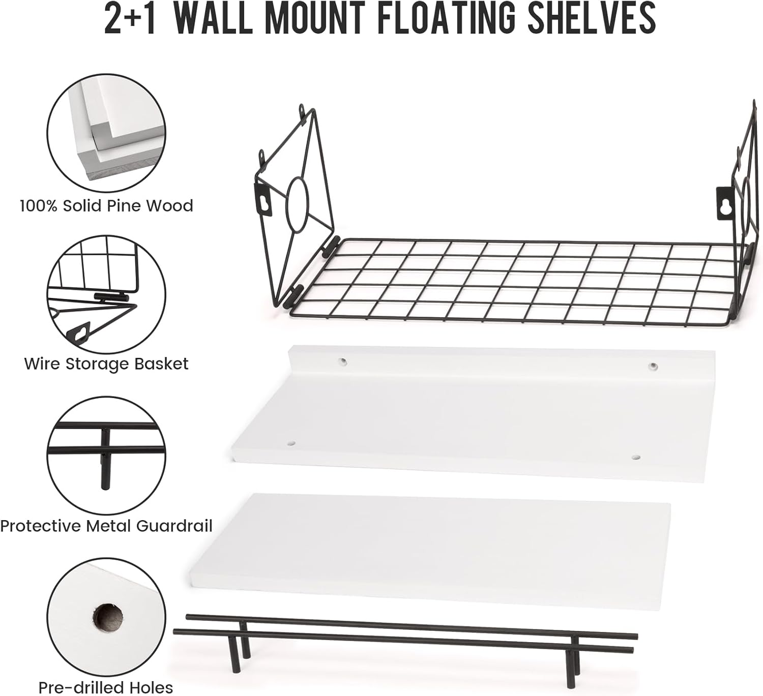 YUEDAER Floating Shelf Set of 3 for Wall Dcor